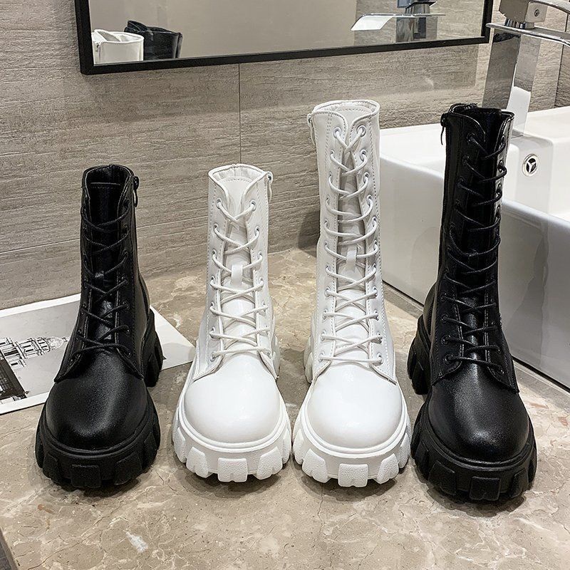 Giày Bốt Martin Cổ Thấp Đế Dày Phong Cách Anh Quốc Plus Size 35-43 Cho Nữ