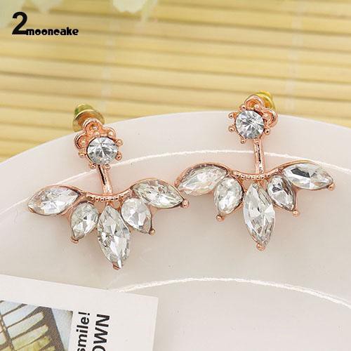 Khuyên tai hình chiếc lá đính đá phong cách sang trọng thanh lịch dành cho nữ