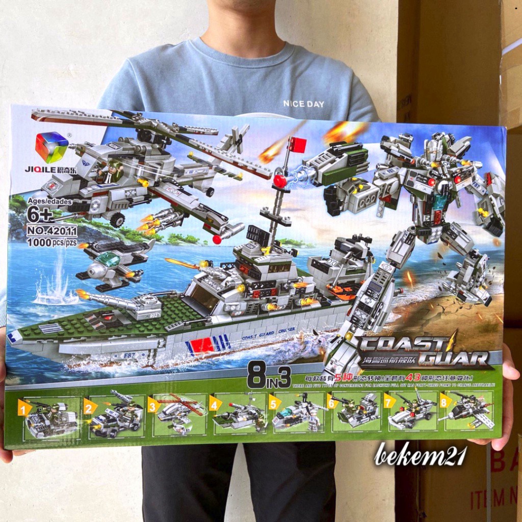 Siêu To Lego Xếp Hình Con Trai:Người máy biến hình máy bay và tàu sân bay 1000 mảnh