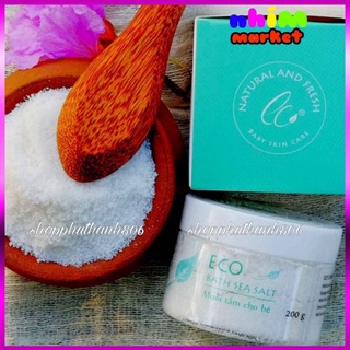 Muối Tắm Sinh Dược ECo-Nguyên liệu sạch lành, An Tâm Tắm Bé - lọ 200g- LÀM SẠCH, KHÁNG KHUẨN DA, GIẢM MẨN NGỨA, RÔM SẢY