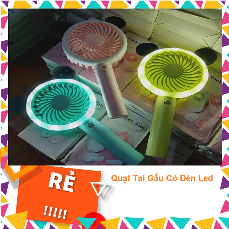 Quạt Mini 3 Tốc Độ Gió, Có Đèn Led Chơi TikTok - Cực Dẹp - Tặng Kèm Pin Sạc