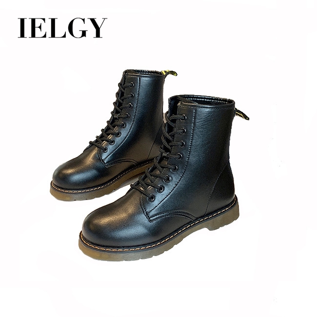 Giày bốt martin IELGY đế bằng thắt dây phong cách Anh quốc thời trang cá tính cho nữ