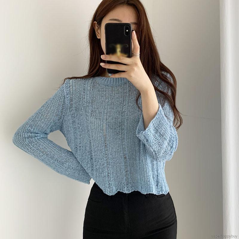 Áo Sweater Dệt Kim Dáng Rộng Tay Dài Thiết Kế Thanh Lịch Cho Nữ | BigBuy360 - bigbuy360.vn