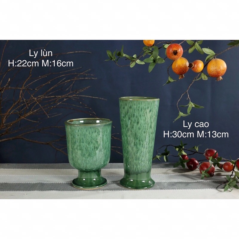 Lọ cắm hoa Bát Tràng men hoả biến xanh thiên thanh