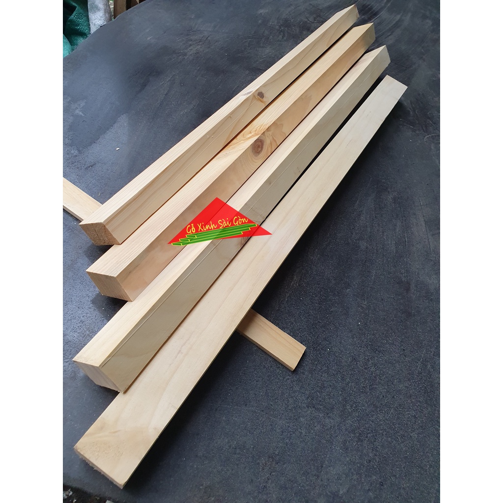 Thanh gỗ thông dài 80cm, vuông 3x5cm bào láng 4 mặt, cực đẹp cực chắc chắn, dùng đóng bàn, ghế, làm khung sườn