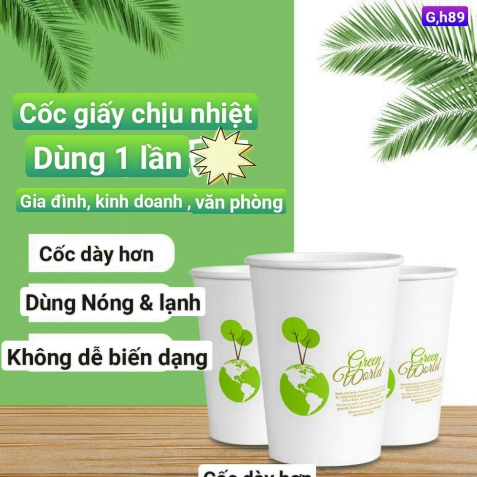 Cốc giấyFREESHIPLy giấy Chịu Nhiệt Dùng 1 Lần,An Toàn Sức Khoẻ,Thân Thiện Môi Trường, gói 50 cái 250ml không nắp