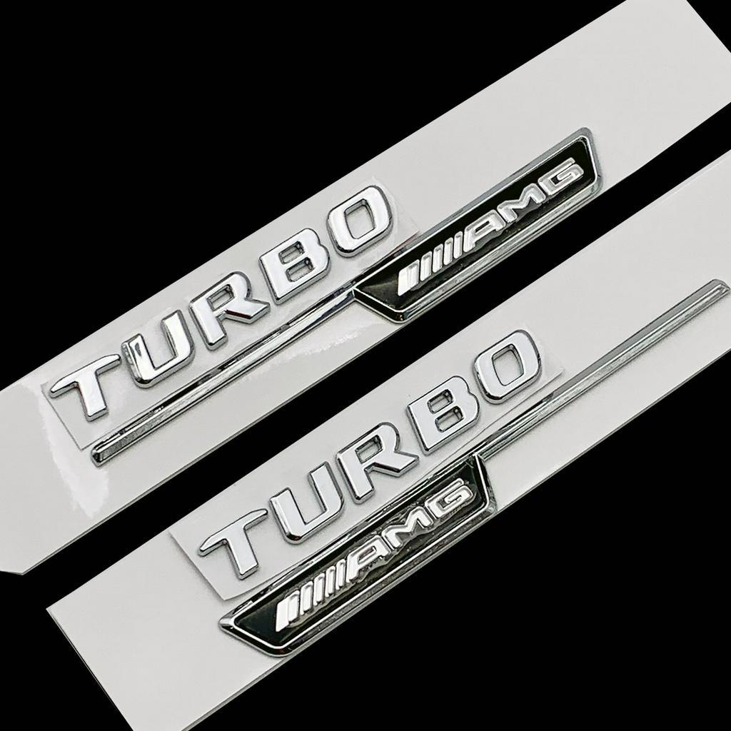 FENDER 1 Cặp Nhãn Dán Chữ Turbo AMG 3D Bằng ABS Trang Trí Thân Xe Hơi Mercedes Benz