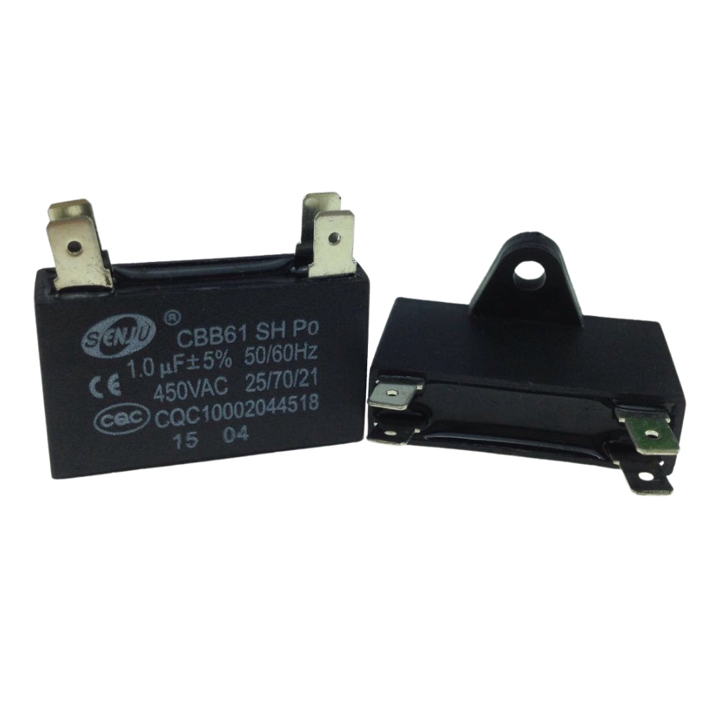 Tụ quạt 1uF 1.2uF 1.5uF 2uF 2.5uF 3uF 5uF 450VAC CBB61 chân cắm jack