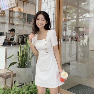 ĐẦM CỔ VUÔNG 3 MÀU