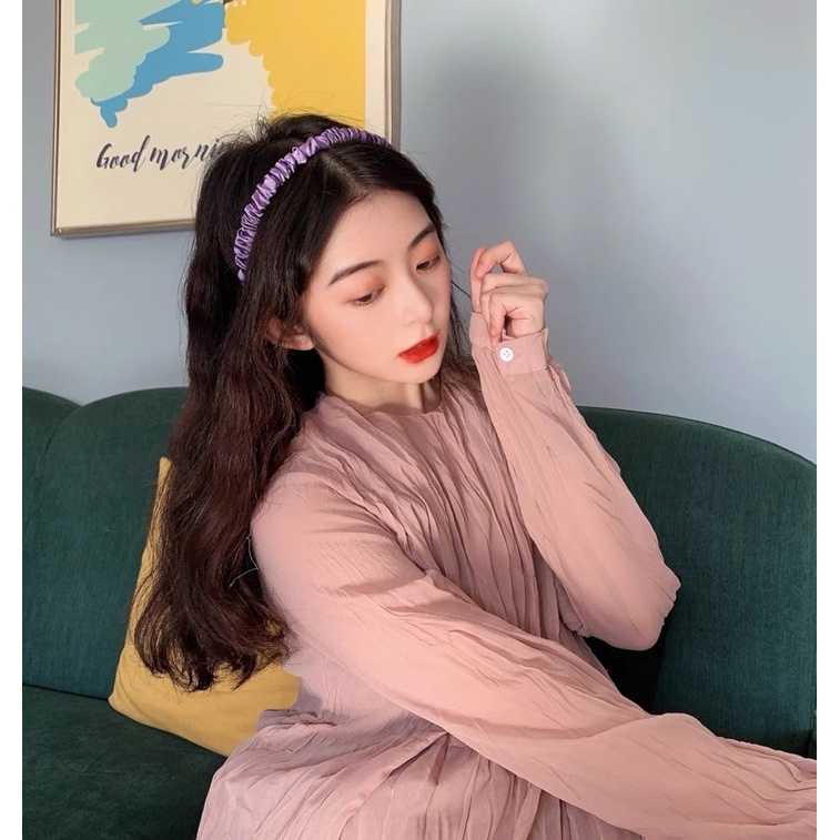 Cài tóc lụa nhún màu pastel nhỏ - Maben