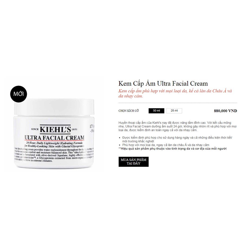 Kiehls Kem Dưỡng Ẩm Ultra Facial Cream 24h 3ml sample | BigBuy360 - bigbuy360.vn