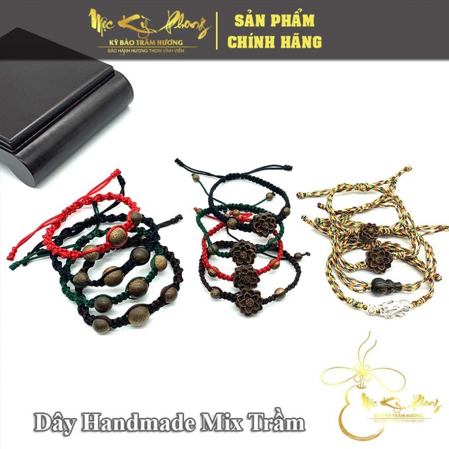 Vòng Tay Handmade Mix Charm Hồ Lô, Hoa Sen Bằng Trầm Hương [Mộc Kỳ Phong] Vòng Tay Chỉ Đỏ, Ngũ Sắc Mix Tỳ Hưu Bạc