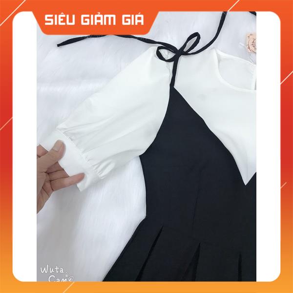 Váy thiết kế Simee cổ yếm phối sơ mi