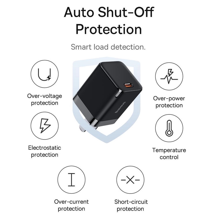 Củ sạc siêu nhanh USB C 30W Baseus GaN3 Fast Charger cho ai-phôn 13,12 Pro Max QC4.0 cho điện thoại Samsung Xiaomi