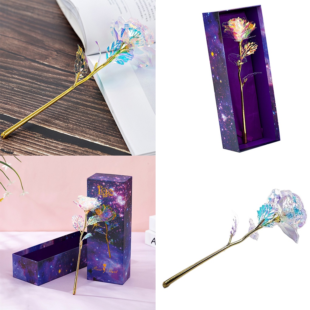 Hoa hồng mạ vàng 24K đính đá lấp lánh