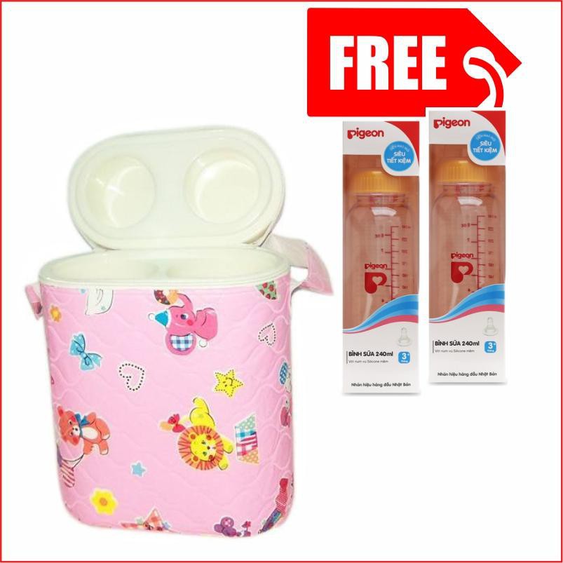 Bình Ủ Sữa Đôi 3 Lớp Cao Cấp + Tặng 2 Bình Sữa 240 ml ( Màu Ngẫu Nhiên )