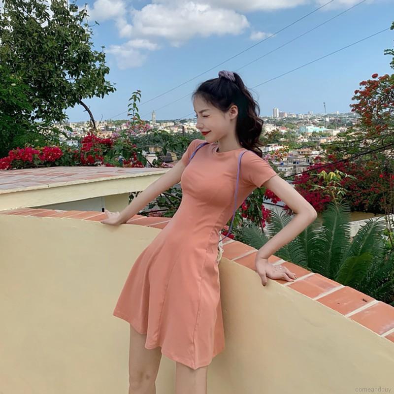 Đầm Tay Ngắn Cổ Tròn Thiết Kế Đơn Giản Hợp Thời Trang | BigBuy360 - bigbuy360.vn