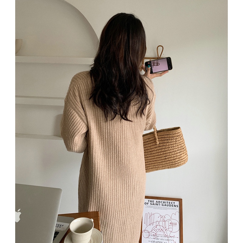 SUXI Áo Khoác Cardigan Bằng Vải Dệt Kim Dáng Rộng Rãi Phong Cách Cổ Điển Hàn Quốc Sành Điệu Cho Nữ