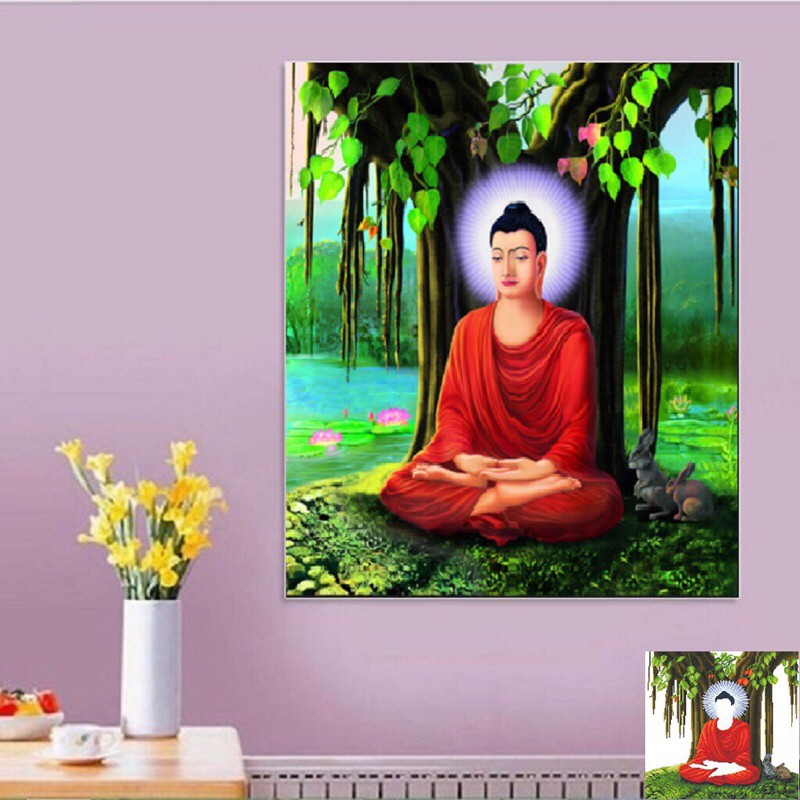 Tranh thêu chữ thập Phật Thích Ca Mâu Ni Phật LV3033  chưa thêu