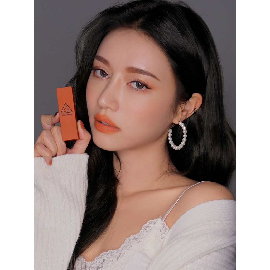 (#229)Son thỏi lì 3CE Lip Color 229 Dry Tangerine- màu cam trầm( màu vỏ quýt khô)