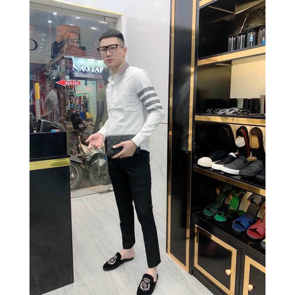 Áo Sơ Mi Nam Trắng Phối Viền Cổ Hot Kẻ Tay Dài Tay Trắng Hot Chất Vải cao cấp Vải Lụa Chống Nhăn Không Xù - BAT | BigBuy360 - bigbuy360.vn