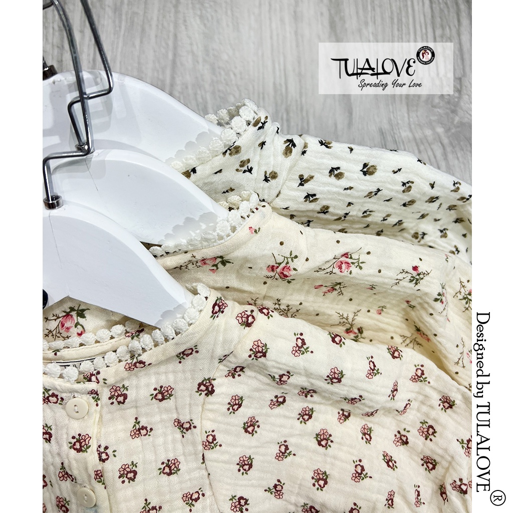 Áo Bé Gái Tay Cánh Rơi Vải Thô Xô Muslin Cực Yêu, Áo Bé Gái Tulalove