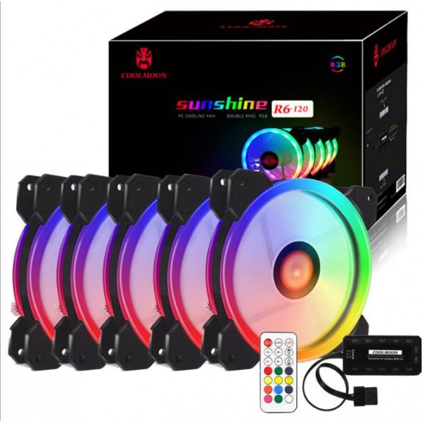 Bảng giá Combo 5 Fan Led Rgb Digital Hxhs + Tặng Bộ Hub Kết Nối Nguồn Và Điều Khiển Phong Vũ