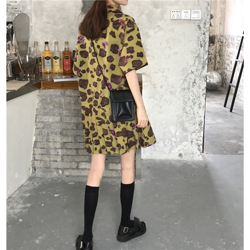 Đầm Sơ Mi Tay Ngắn Dáng Rộng Họa Tiết Da Báo Thời Trang Hong Kong 2020 | BigBuy360 - bigbuy360.vn