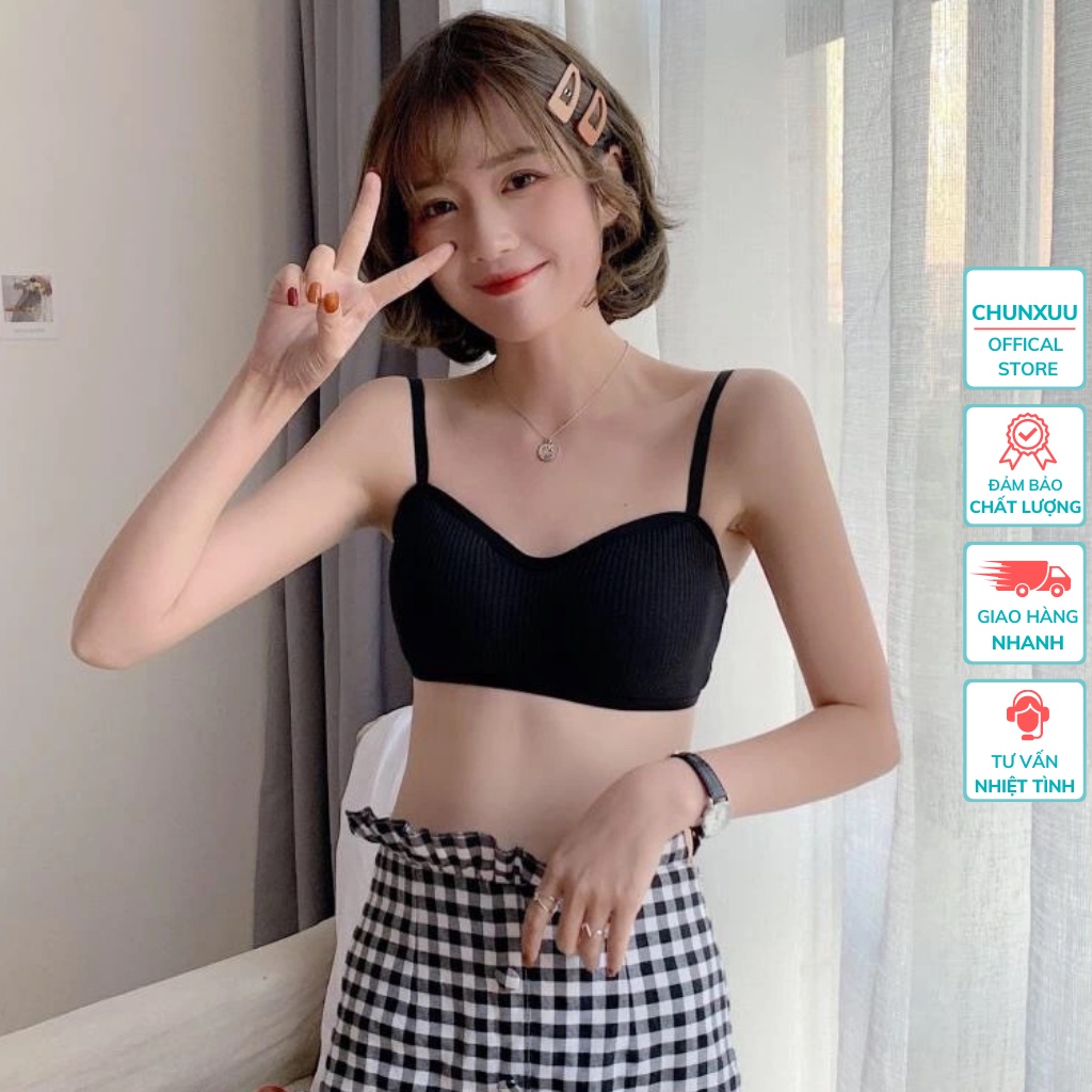 Áo bra nữ hai dây sợi tăm ChunXuu, chất liệu cotton co dãn, có miếng đệm ngực BR10