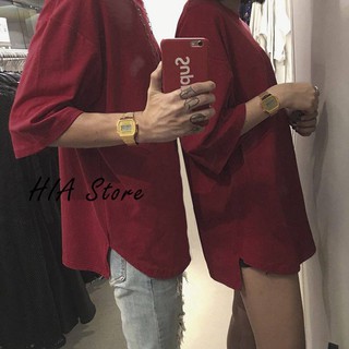 Long tee basic - đỏ đô - freesize nam nữ