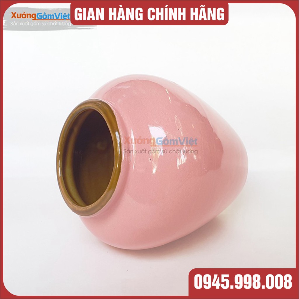 Lu uống bia kiểu mới - sáng tạo mới của gốm Bát Tràng-hàng vuốt tay dung tích 400ml - MÀU HỒNG PHẤN - XƯỞNG GỐM VIỆT