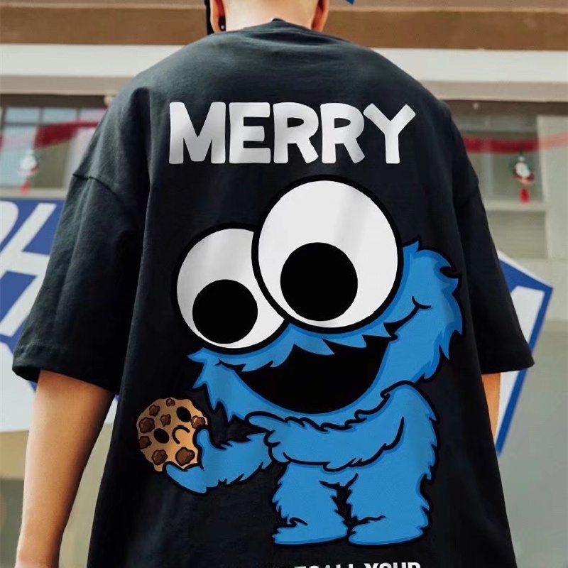 Áo Thun Nam Ngắn Tay Dáng Rộng In Hình Hoạt Hình Kiểu Hàn Quốc Thời Trang Mùa Hè Cỡ M-8XL ​Áo Thun In Hình Cổ Thuyền Thời Trang Năng Động