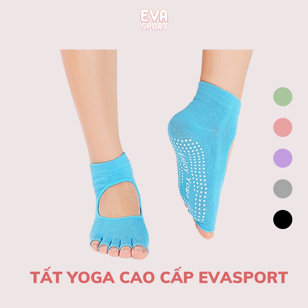 Tất Tập Gym, Yoga ,Aerobic Tập Thể Thao Chống Trợn Trượt, Hở Ngón Chân, Vải Mềm, Thấm Hút Mồ Hôi, Không Hôi Chân Eva