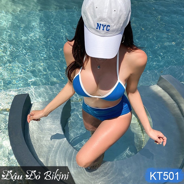 Bộ bikini nữ sexy gợi cảm, bộ bơi 2 mảnh quần cạp cao, áo tôn vòng một, chất thun bơi dầy đẹp, dáng classic | KT501