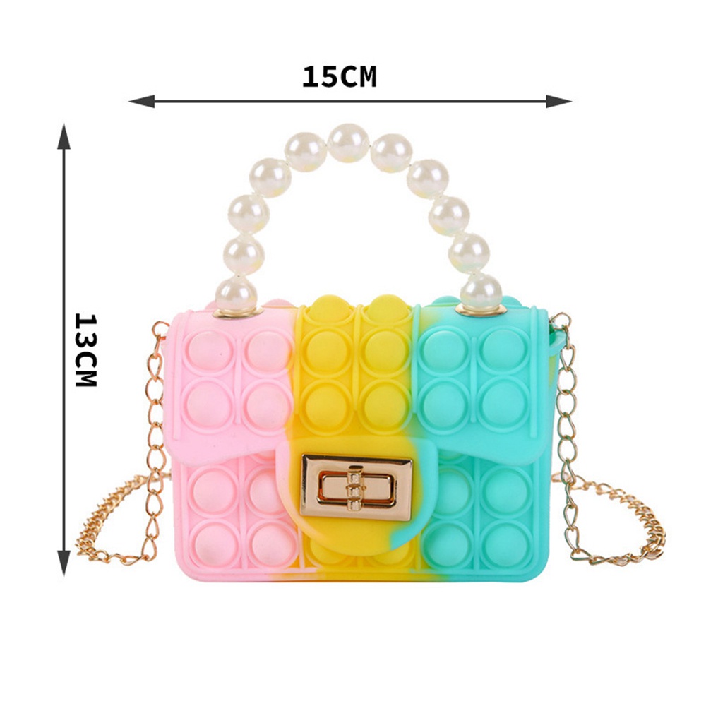 Túi Đeo Vai Đựng Tiền Xu Bằng Silicone Đính Hạt Ngọc Trai Giảm Áp Lực Qipin Cho Bé Gái