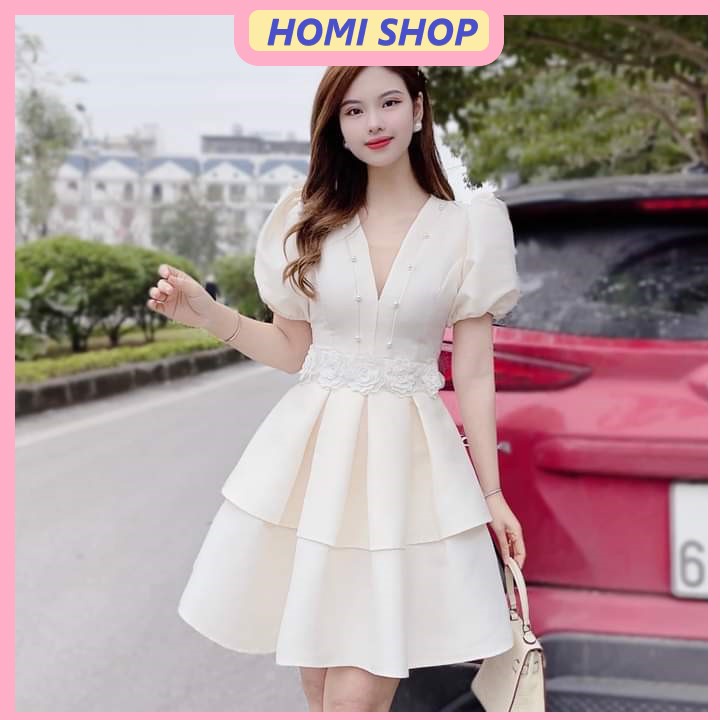 Đầm xòe công chúa dự tiệc siêu sang - Váy thiết kế chất liệu Tafta cao cấp eo đính hoa làm điểm nhấn - ẢNH THẬT