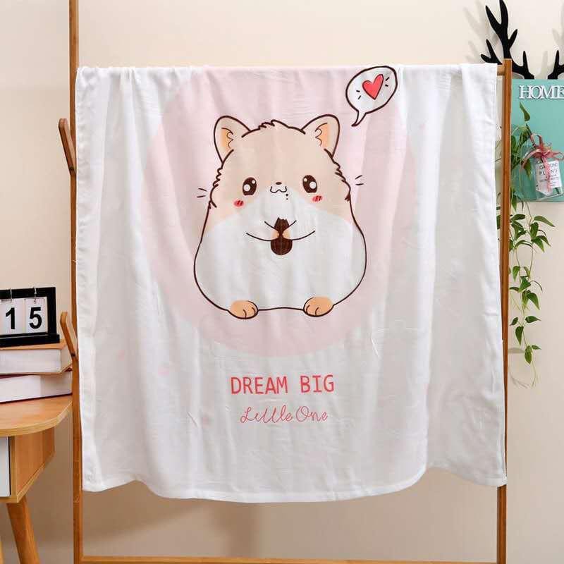 Chăn cho bé, khăn thu đông chất vải lụa cotton 110x120cm nhiều hình đáng yêu bunakids PN22