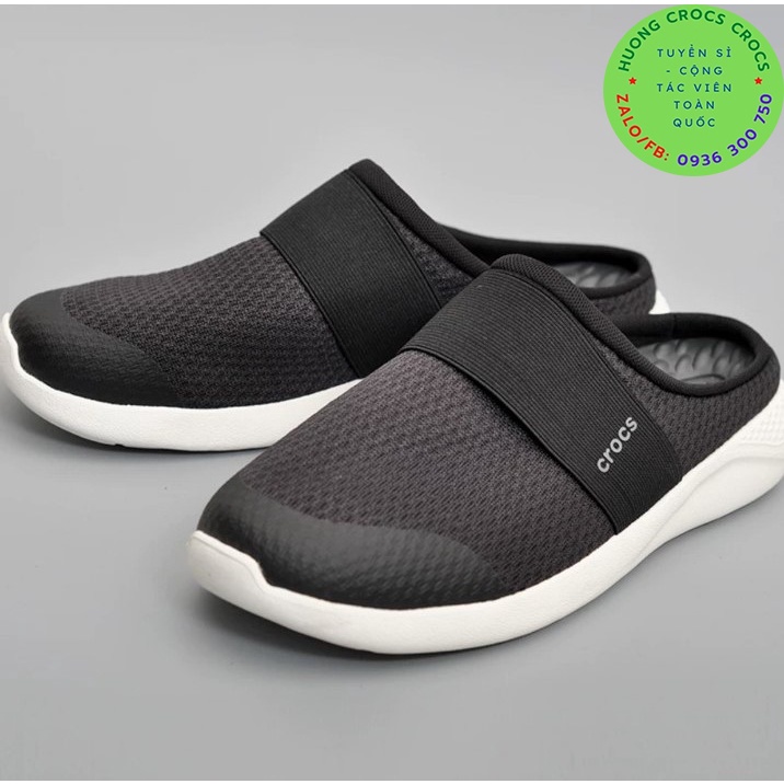 GIÀY SỤC LƯỜI CROCS VẢI LƯỚI LITERID MESH MULE CHO NAM MÀU ĐEN