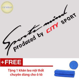 Tem dán Sport trang trí cho ô tô Honda City (Đen) - Tặng 1 khăn lau nội thất