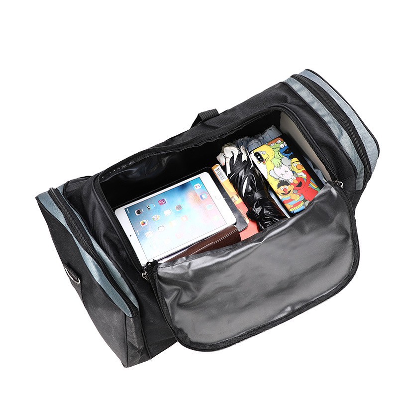 Túi du lịch T87 60x32x24cm dạng túi trống đựng đồ hành lý vali (Nâu-Xám-Đen)