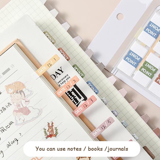 Bộ 8 Giấy Dán Ghi Chú Hai Mặt Màu Macaron Phong Cách Retro