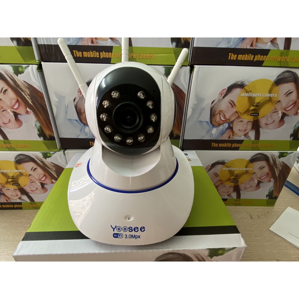 Camera Yoosee IP Wifi  3 râu trong nhà 3.0 xoay 360 độ hình ảnh sắc nét, đàm thoại 2 chiều, Không cổng Lan