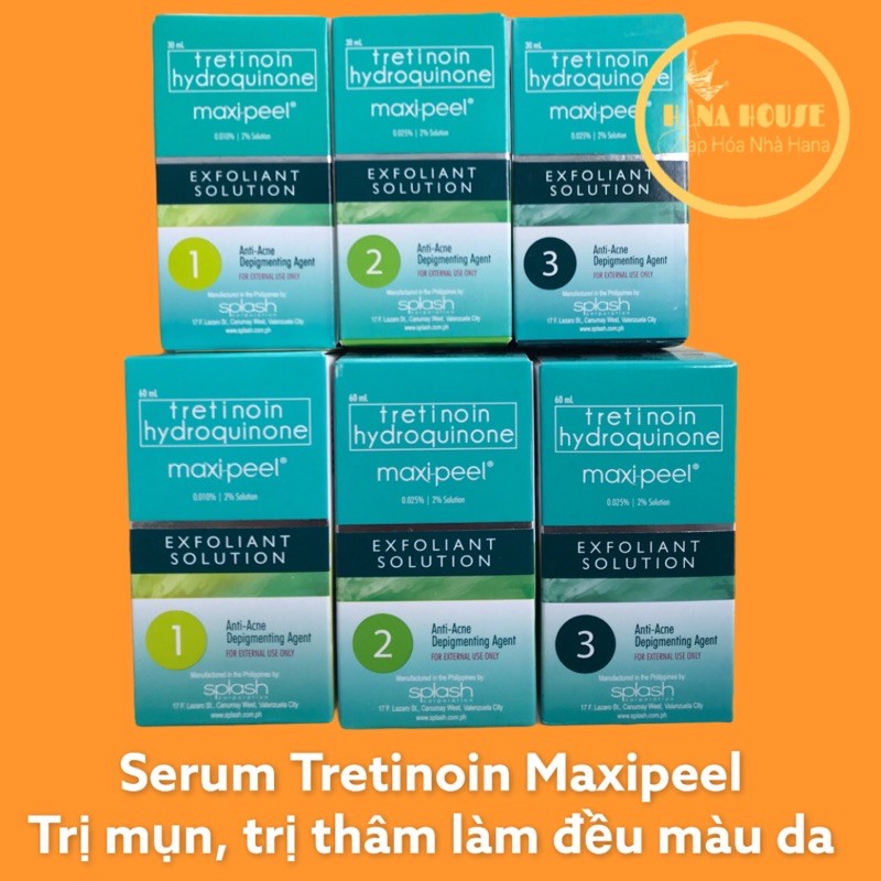 <+Gift> Serum Tretinoin Hydroquione MAXIPEEL hỗ trợ giảm mụn, giảm thâm, sáng da hiệu quả (Maxi peel Exfoliant Solution)