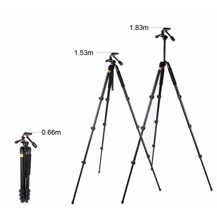 Chân máy ảnh quay phim 2 tay cầm pan tilt QZSD Q620 chịu lực 15kg cao đến 183cm