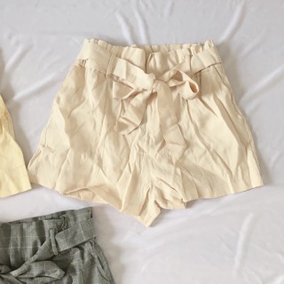 Quần short nữ lưng thun chất vải kaki thắt eo xám