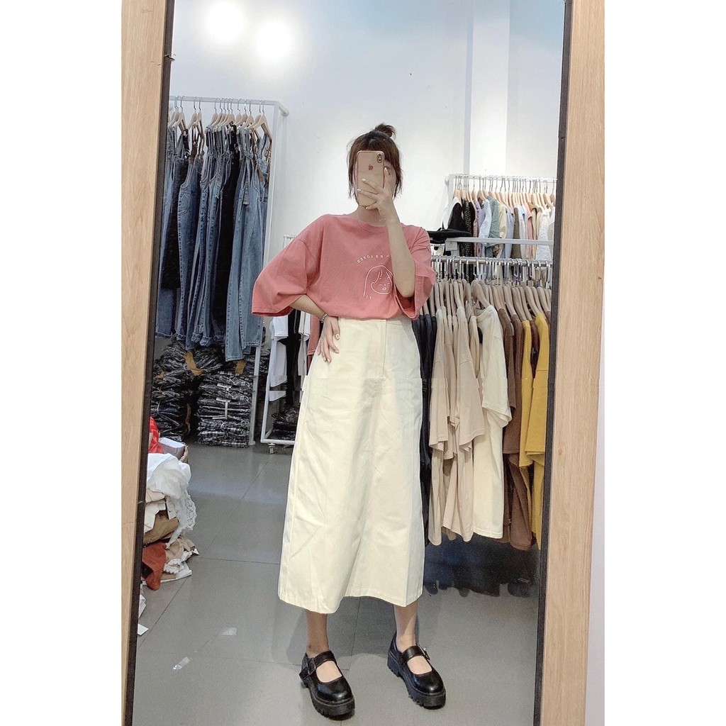 Áo Thun Girly hình vẽ Basic Nữ [FREESHIP] 🌸 Phông form rộng tay lỡ oversize suông màu ĐEN | TRẮNG | HỒNG | BE Ulzzang 🌸