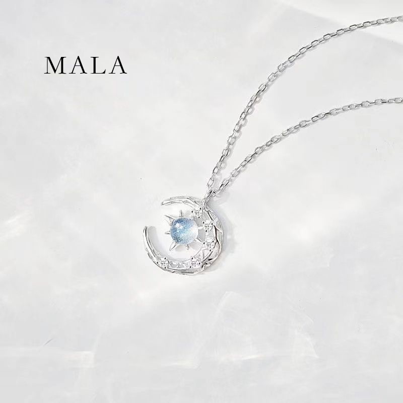 Vòng Cổ Mayebe Lavend Mặt Trăng Và Ngôi Sao Màu Xanh Dương Đơn Giản Phong Cách Hàn Quốc Cho Nữ