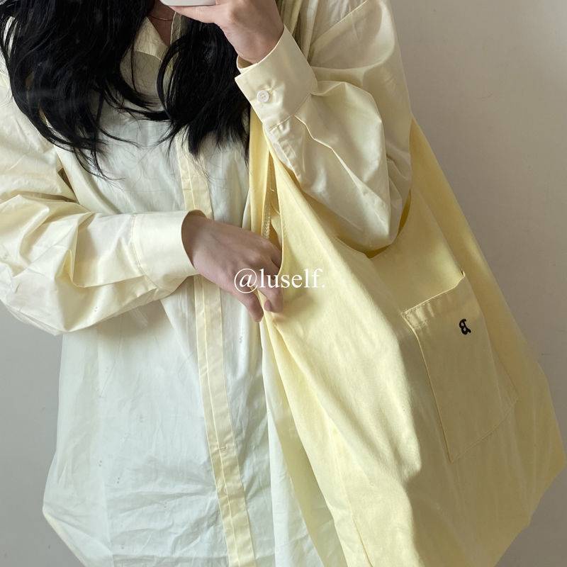 Túi đeo vai vải canvas màu vàng nhạt phong cách hè dành cho nữ