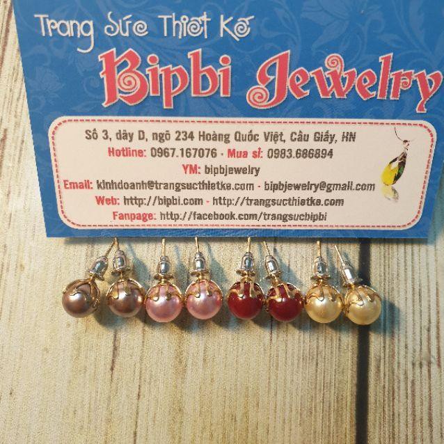 Khuyên tai giả ngọc trai màu đỏ