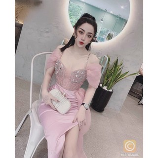 ĐẦM BODY TRỄ VAI ĐÍNH ĐÁ